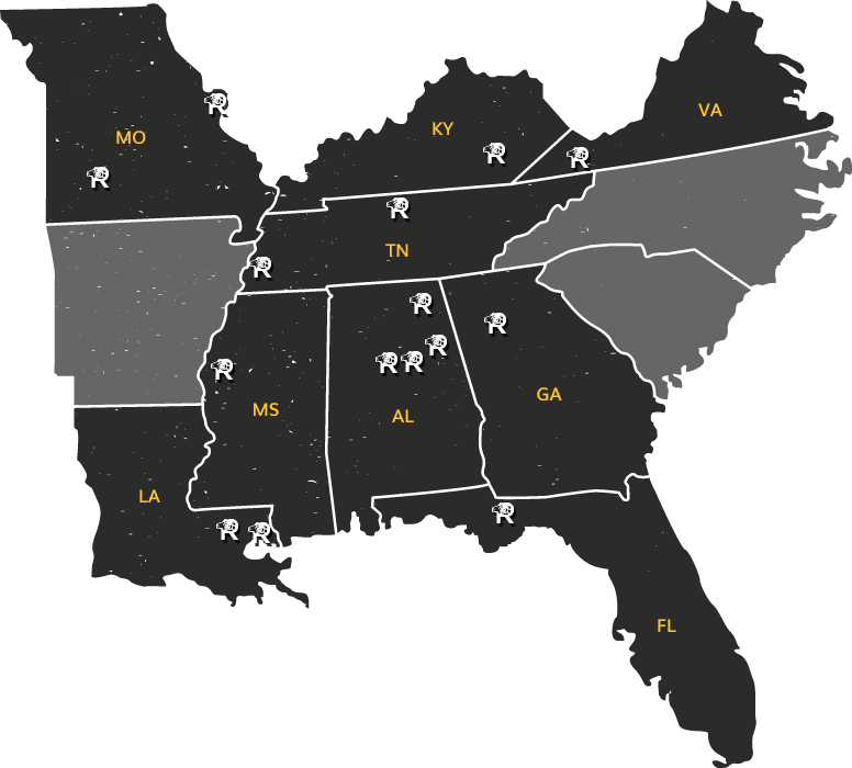 RAM, Inc. has 15 locations throughout the Southeast
