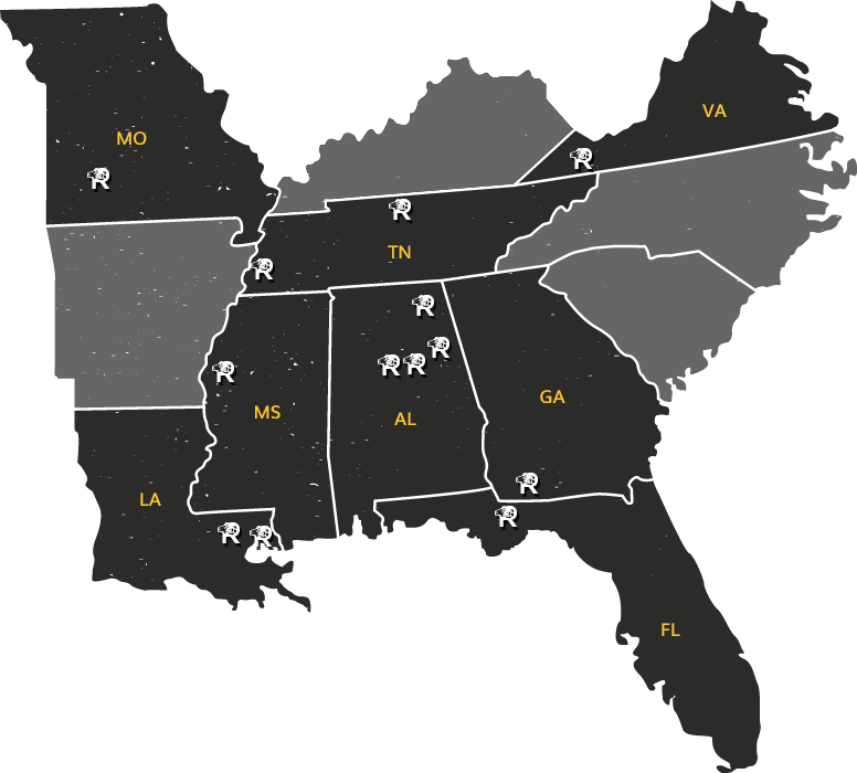 RAM, Inc. has 13 locations throughout the Southeast